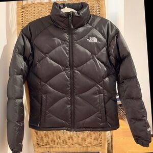 North Face Aconcagua 550 Puffer Down Coat Black Satin Quilted Jacket Size Small